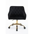 thumbnail image 7 of Swivel Office Chair, Modern Velvet Tufted Upholstered Desk Chair with Golden Five-Star Base, 360°Swivel Height Adjustable Armchair Accent Chair for Living Room Bedroom Home Office, Black, 7 of 7