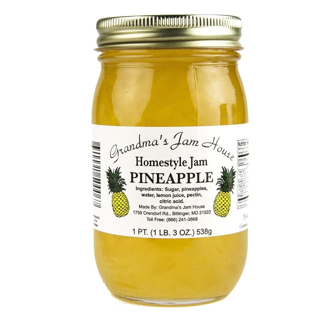 Grandma's Jam House All Natural USA Made Homestyle Pineapple Jam, 19 oz