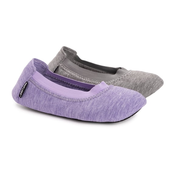 MUK LUKS Women's 2 Pair Travel Ballerina Set