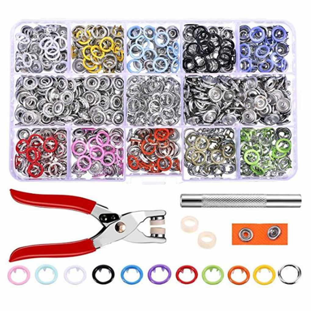 100/150/200 Set 9.5MM Prong Hollow Snap Button Hand Pressure Fastener Pliers 