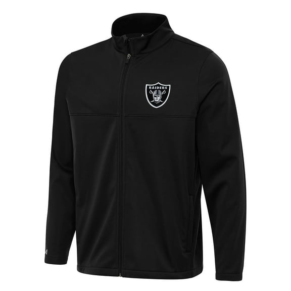 Men's Antigua Black Las Vegas Raiders Links 2 Full-Zip Golf Jacket