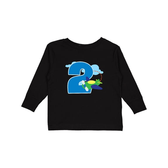 Inktastic 2nd Birthday Airplane Boys 2 Year Old Boys Long Sleeve Toddler T-Shirt