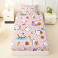 thumbnail image 3 of Feelyou Kawaii Ghost Twin Sheets, Happy Halloween Pumpkin Bedding, Pink Orange, 3-Piece, 1 Flat Sheet, 1 Fitted Sheet and 1 Pillowcase, 3 of 5