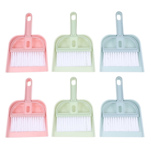 ETEREAUTY 6 Sets of Mini Desktop Broom with Ergonomic Handle in Green for Cleaning Tools