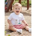 thumbnail image 6 of BemeyourBBs Toddler Baby Boy Valentines Day Outfit Spring Summer Clothes Cute Fire Engine Embroidery Short Sleeve T-Shirt Top and Plaid Shorts Set, 6 of 9