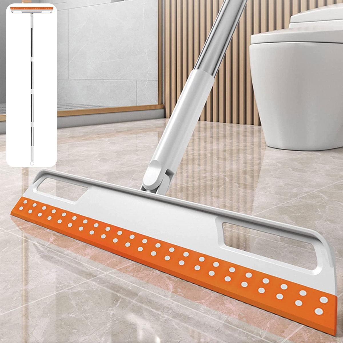 Muross Floor Squeegee, Household Magic Broom with 4 Removable Poles Non