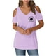 thumbnail image 3 of Algodón Fuera Del Hombro Tops para la Impresión de las Mujeres Manga Corta V-Cuello Blusa, Top de Algodón de Imitación de Moda, 3 of 5