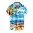 thumbnail image 4 of DJDLJWCJ Mens Hawaiian Shirt Short Sleeve Relaxed Fit Summer Beach Vacation Button Up Shirt Summer Tee Blue XL, 4 of 5