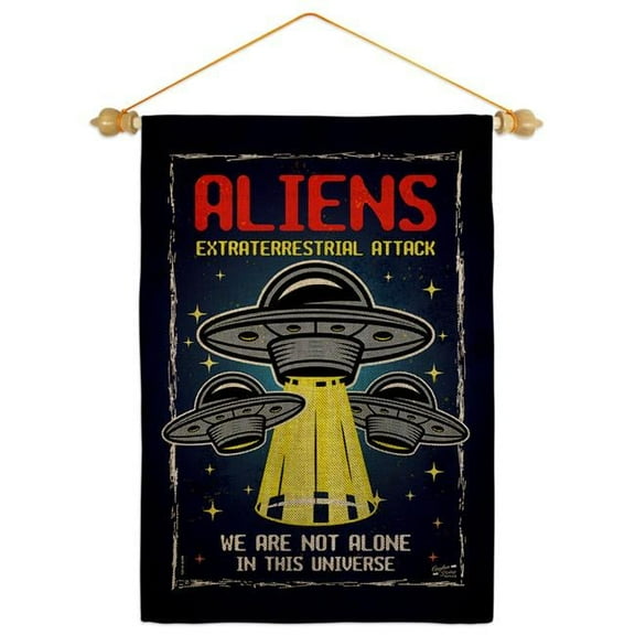 Angeleno Heritage GS130406-DB-05 Aliens Attack Cosmos Space Creature 13 x 18.5. in. Double-Sided Decorative Vertical House Garden Flag Set for Decoration Banner Yard Gift