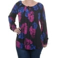 thumbnail image 3 of Alfani Women's Keyhole Neck Rose-Print Pleated Blouse Size 6, 3 of 3