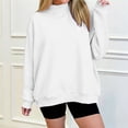 thumbnail image 2 of VEKDONE Womens Mock Neck Sweatshirt Long Sleeve Loose Fit Pullover Top | Casual Mock Neck Sweatshirt Oversized Pullover Drop Shoulder Lounge Travel Weekend Wear White XXL, 2 of 8