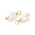 thumbnail image 2 of 100pc Plastic Imitation Pearl Pendants with Real 18K Gold Plated Rack Plating Brass Findings Oval Charm White 13.5x4x3.5mm Hole: 1.6mm, 2 of 3