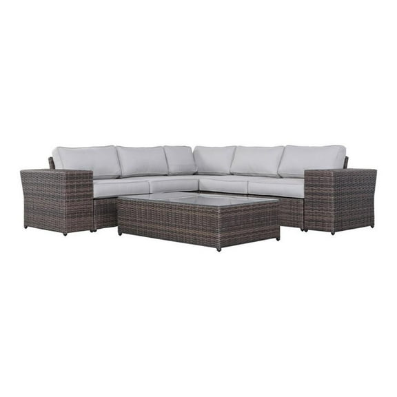 Living Source International 8-Piece Sectional Set with  Cushions - Gray