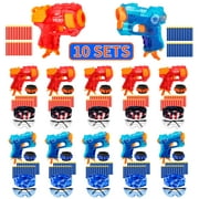 Banvih 10 Small Blaster Toy Set for Nerf Party Supplies and Favors, for Boys Birthday Bulk Nerf War Party Pack Bundle - Equipped: 10 Mini Pistol Blasters, Goggles, Masks, Wristbands, 200 Foam Darts