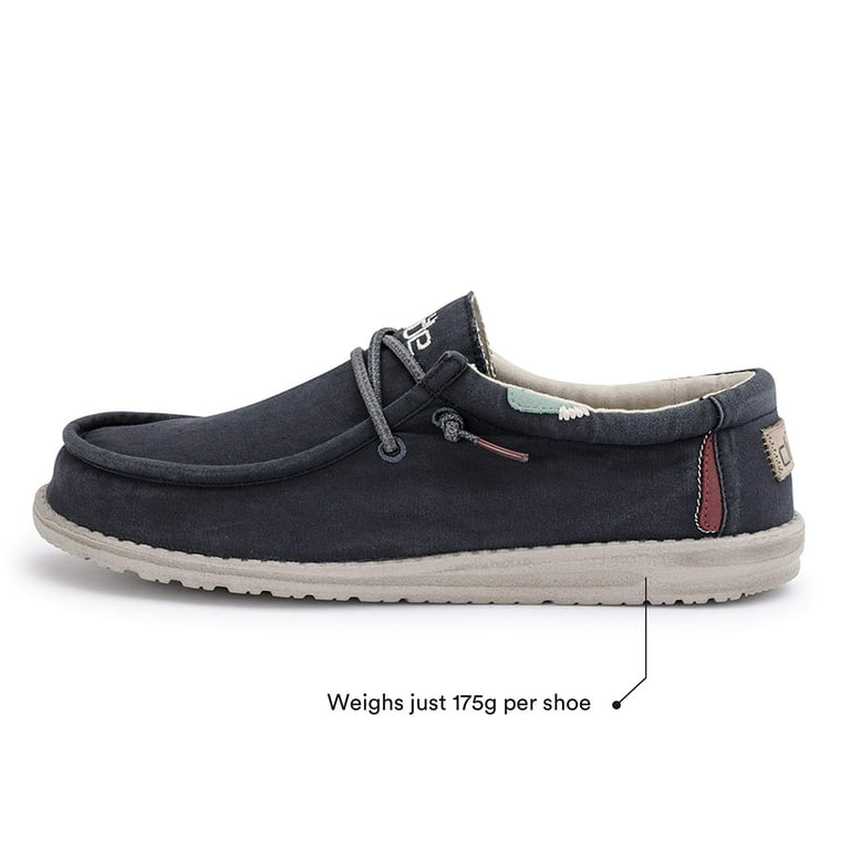  Hey Dude Men's Wally Wash Lead Size 7 Dark Grey, Men's Shoes, Men's Lace Up Loafers, Comfortable & Light-Weight