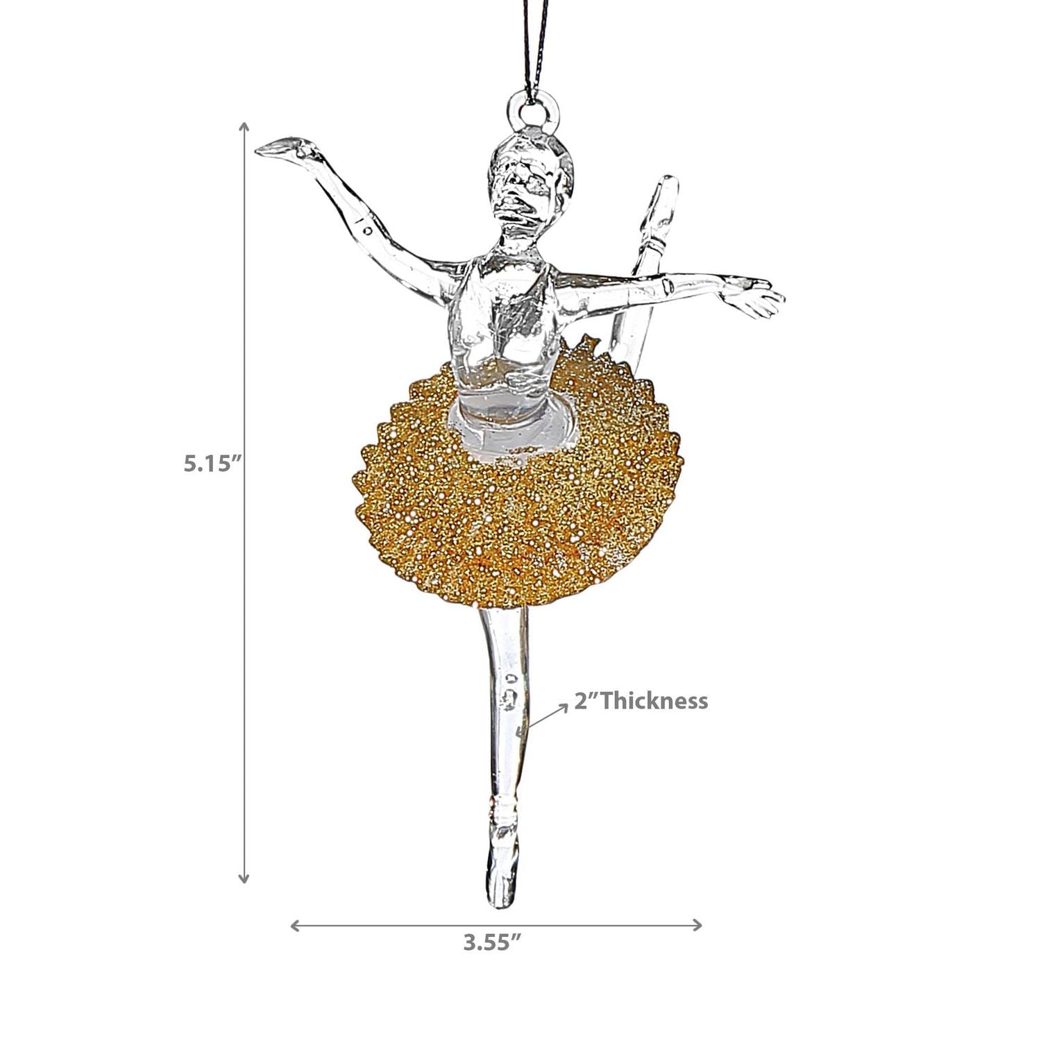 Christmas Acrylic With Gold Ornament Ballerina - Set of 12