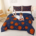 thumbnail image 3 of Castle Fairy Orange Basketball King Size Comforter Sets 3pcs, Sport Theme Comforters King Size, Blue Orange,Navy Blue Reversible,1 Comforter and 2 Pillowcases, 3 of 6