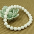 thumbnail image 3 of Natural Tridacna shell Gemstone 8mm Round Beads Stretch Bracelet 7" Unisex, 3 of 5