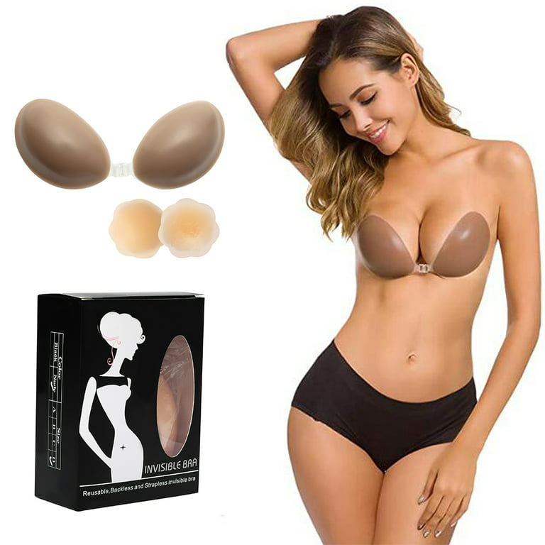 Mascarry Adhesive Bra Strapless Sticky Invisible Push up Reusable Silicone  Bra for Women 