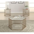 thumbnail image 2 of Acme Furniture Oaklie Hexagonal Coffee Table with Clear Glass Top, Champagne, 2 of 2