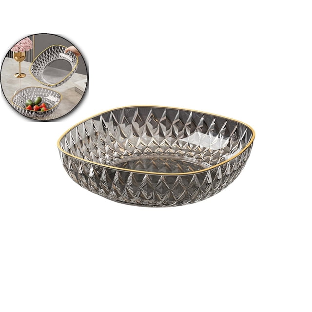 Dessert Plates 7.8 Inch, Pinch Bowls for Cooking Prep, Reusable Plastic Plates with Gold Trim & Raised Edge, Small Plates for Appetizers Salad Snack, Cocktail Sandwich