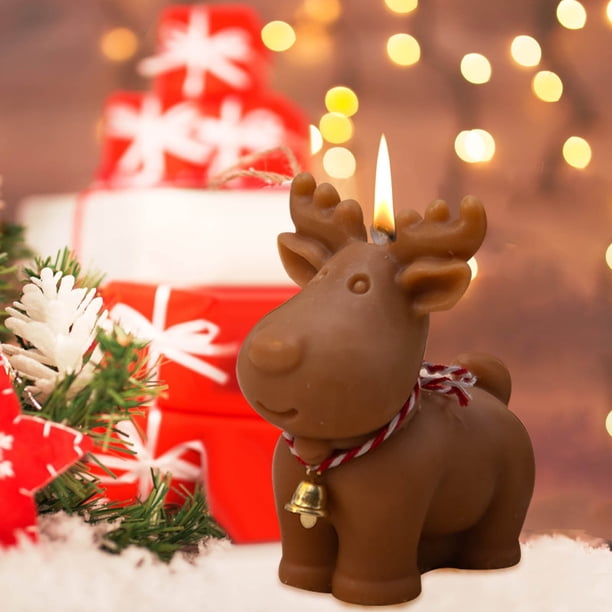 Vela de aromaterapia con luces navideñas y ciervos navideños, regalo para decoración del hogar, accesorios de tiro, vela de ciervo