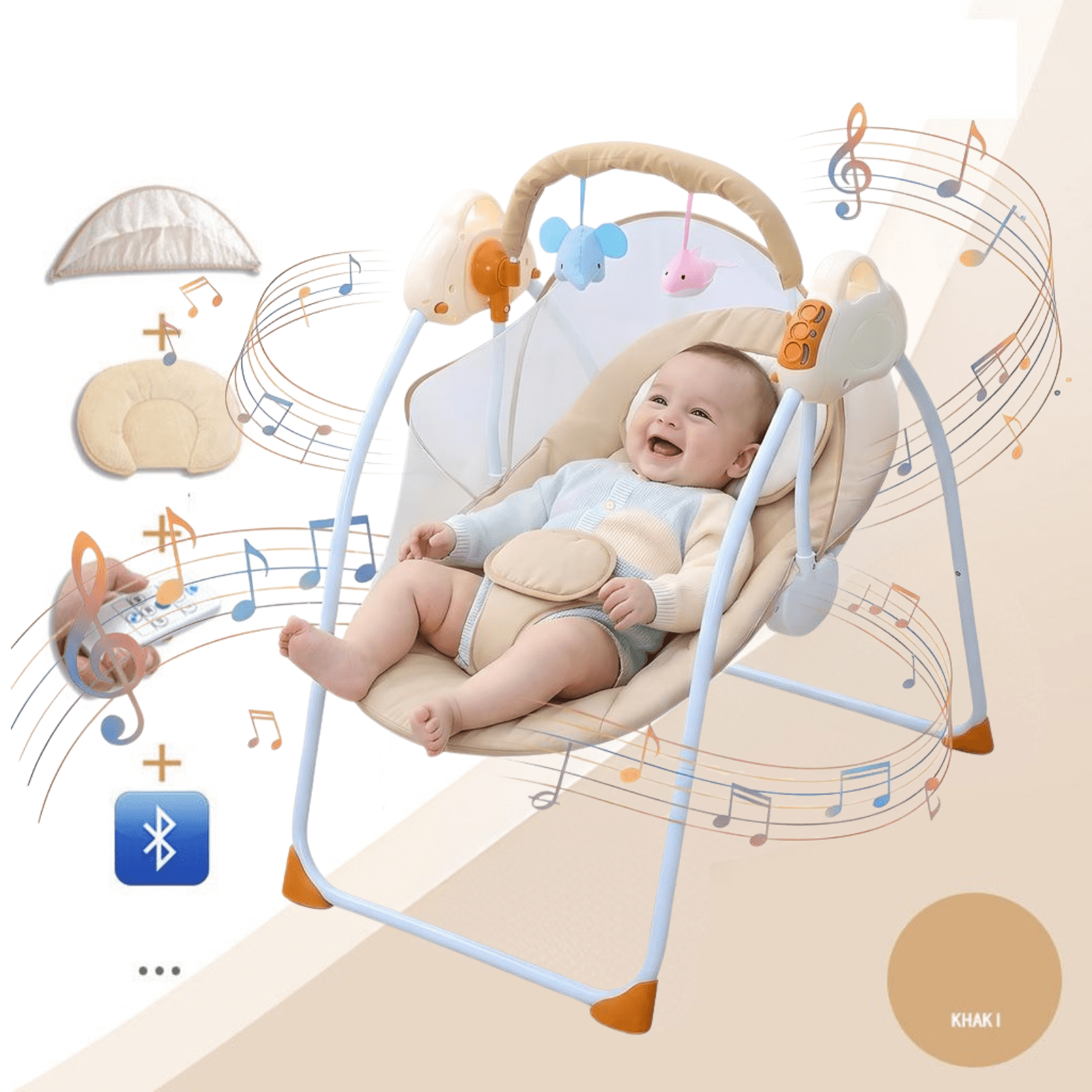 DuoBao Baby Swing for Infants, Portable Infant Swing with Music | 12 Songs & 3 Volume Levels, 5 Swing amplitude, 3 Auto-Timer Settings, Indoor Outdoor Use, 0-9 Months Up to 20 lbs