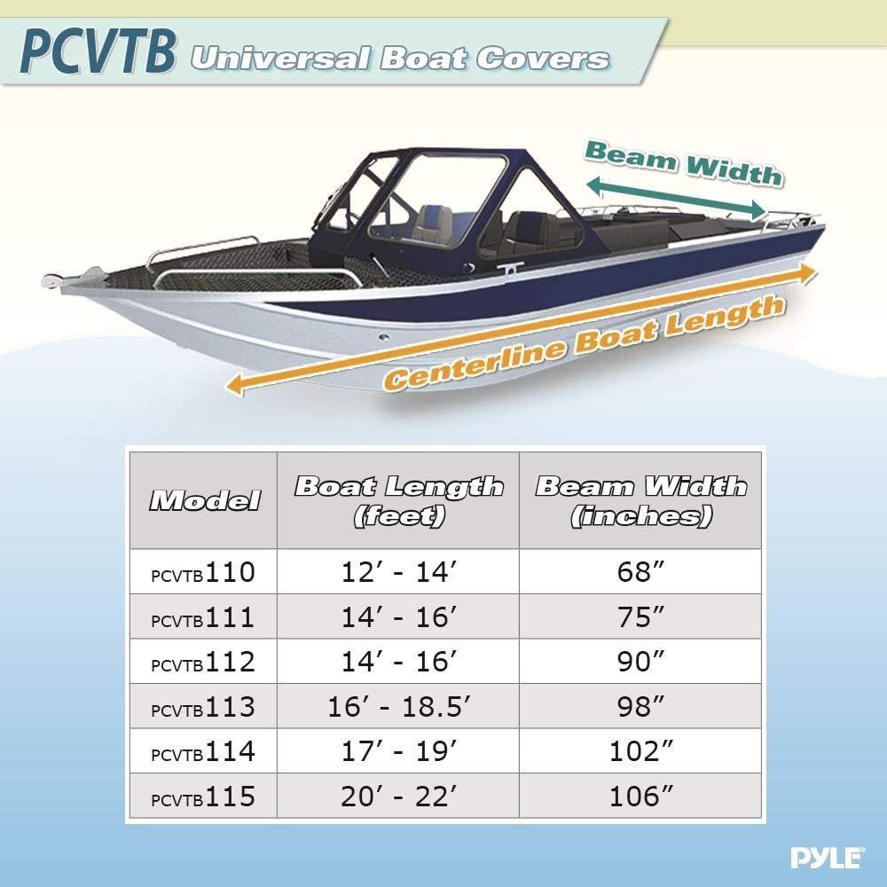 PyleSports PCVTB110 Armor Shield Cover 12'-14' Beam to 68'' V-Hull Fishing Boats 