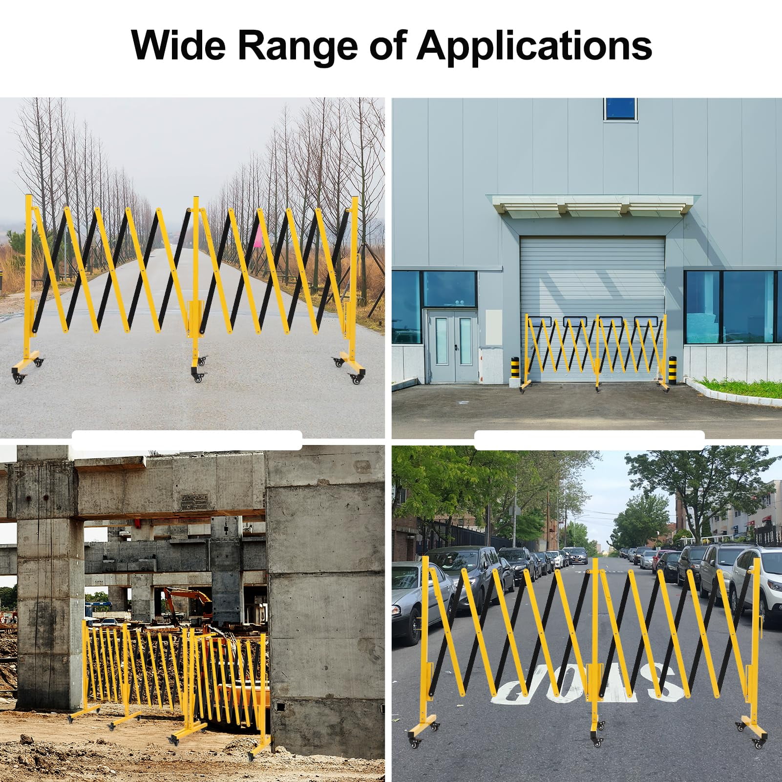 Metal Expandable Barricade, Folding Security Gate, Retractable Driveway Gate, Folding Safety Barricade, Yellow and Black