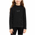 thumbnail image 2 of Girls Solid Color Long Sleeve Top, Crew Neck Pullover Shirt, Easy Matching Casual Kids Clothing | Akmoler,Black 5-6 Years, 2 of 9