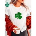 thumbnail image 1 of Simple Green Clover Pattern Printed Women'S Summer Round Neck Versatile Short Sleeved T-Shirt Casual Pure Tee For Adult, Men, Women, Teen, Teenager, Adolescent, Youth, 1 of 7
