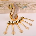 thumbnail image 1 of 7Pcs Swan Fruit Base Holder Spoon Set Salad Dessert Coffee Cake Tableware Golden White, 1 of 9