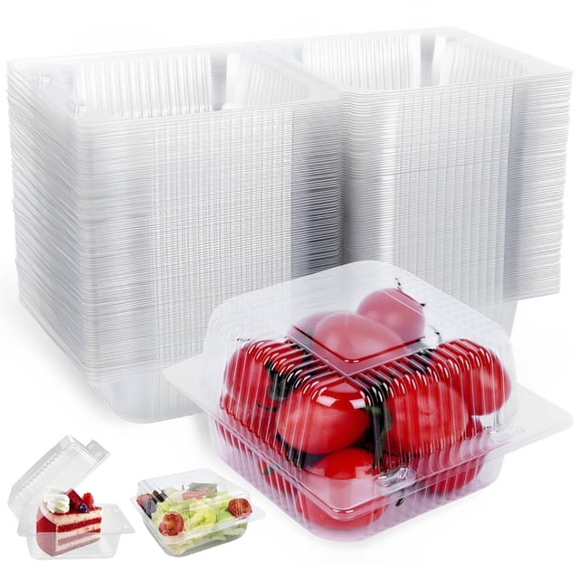 100 Pcs Cake Slice Boxes, Individual Cake Boxes Clear Cake Boxes with Sealing Stickers Square Individual Cupcake Boxes Slice Cake Boxes for Cake Portions, Muffins, Salad, Cheese