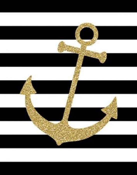 Glitter Anchor Stripe Canvas Art - Tamara Robinson(22X28)