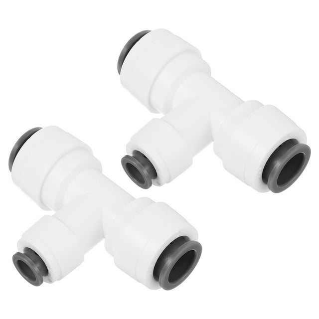Unique Bargains 3/8' x 1/4' Push to Connect Tee Fittings Reducing Water Line Fitting, 2 Pack White