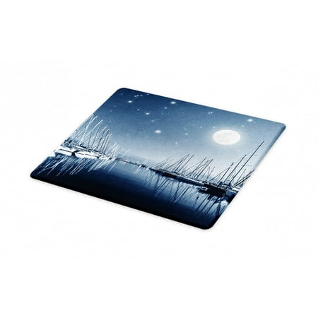 Star Cutting Board Boats Cutting Board, Tranquil Marina View at Night with Stars and Full Moon, Decorative Tempered Glass Cutting and Serving Board, in 3 Sizes, by Ambesonne ()