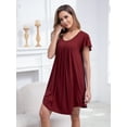 thumbnail image 5 of FEREMO 3 Pack Womens Nightgowns Pleated Comfy Nightshirt Short Sleeve Knee Length Loose Sleepwear, 5 of 7