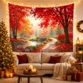 thumbnail image 3 of Autumn Woodland Pathway with Arch Bridge, Serene Rustic Scene for Nature Lovers, Forest Wall Art, Thanksgiving Gift, Tapestry Wall Hanging for Living Room and Bedroom, 3 of 7