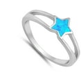 thumbnail image 4 of CHOOSE YOUR COLOR Blue Simulated Opal Solitaire Star Ring .925 Sterling Silver Band CZ Female Size 9, 4 of 4