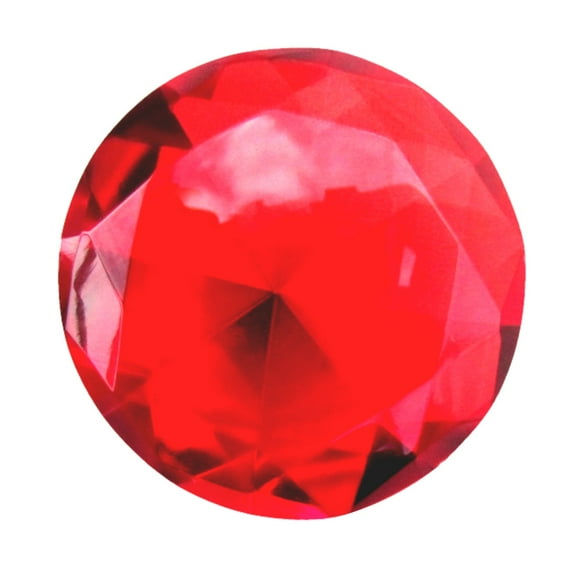 Big 60 mm Deep Ruby Red Cut Glass Crystal Giant Diamond Jewel Paperweight