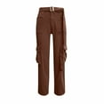 thumbnail image 4 of Sngxgn Plus Size Cargo Lounge Pants for Women Casual Wide Leg Pants with Pockets(Brown,L), 4 of 7