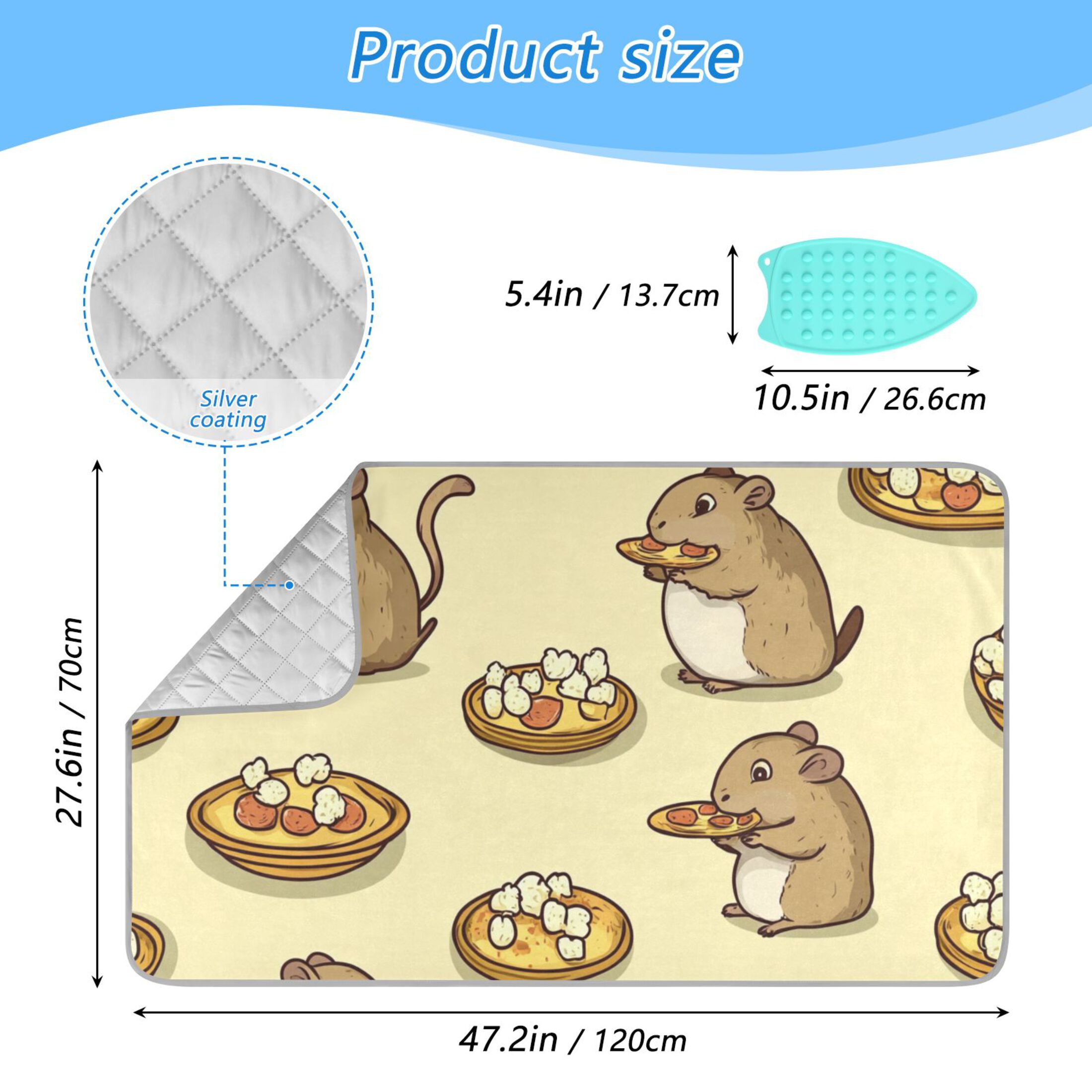 Groundhog Eating Pizza Ironing Mat Blanket for Table Top Travel Portable Ironing Board Pad 47.2x27.6 Inch