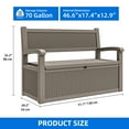 thumbnail image 2 of Dextrus 70 Gallon Lockable Storage Bench, Waterproof Outdoor Patio Deck Box for Supplies, Light Brown, 2 of 10