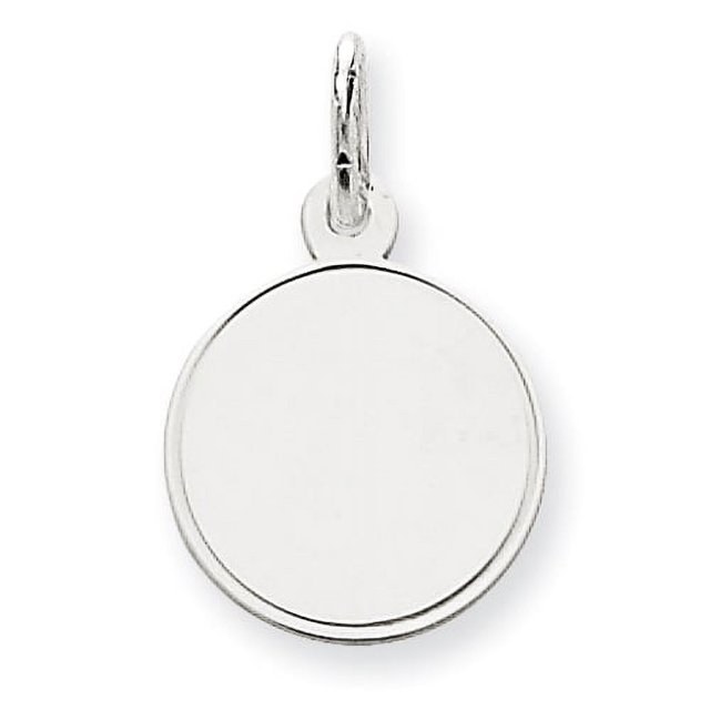 14K White Gold Plain .013 Gauge Round Engravable Disc Charm