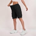 thumbnail image 5 of Sewkxo Bermuda Shorts for Women Cargo Shorts Knee Length Elastic Waist Long Shorts for Summer Casual Shorts with 6 Pockets,Black S, 5 of 6