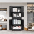 thumbnail image 5 of Metal Storage Cabinets with Drawer and Adjustable Shelves, Lockable Storage Cabinet for Pantry Home Office Garage Kitchen Living Dining Room (Black), 5 of 6