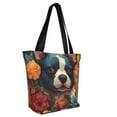 thumbnail image 2 of Fotbe Cute Colorful Flower French Bulldog Pattern Beach Tote,Shoulder Handbag,Spacious Tote Bag,Lightweight Travel Bag,Versatile Shopping Bag, 2 of 9