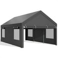 Walsunny Carport 12x20 ft Heavy Duty Car Canopy with Rollup Windows