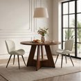 thumbnail image 3 of Hawsaiy 5 Piece Round Dining Table Set for 4, 47.3" Kitchen Dining Table with Storage Shelf & 4 Upholstered Dining Chairs, Modern Dining Room Furniture Set with Metal Legs, 3 of 11