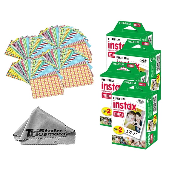 Fujifilm Instax Mini Instant Film (80 Exposures) Frame Stickers Microfiber Cloth
